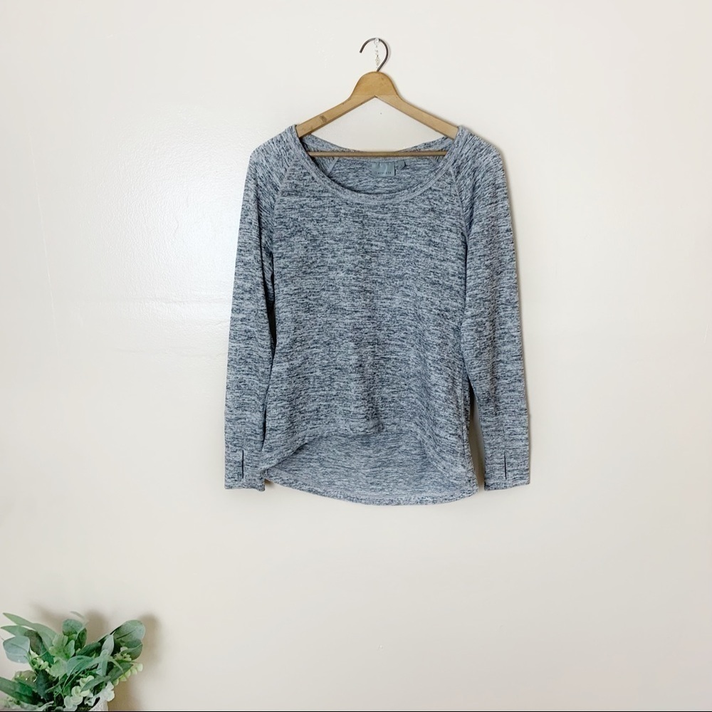 [Athleta] Long Sleeve High Low Heather Gray Athleisure Lounge Top